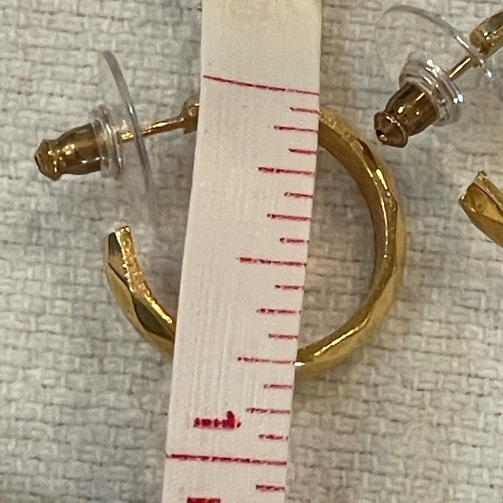 Wells 12k 1/20 yellow gold filled vintage hoops 3/4 inch glass art bead studs - Picture 9 of 11